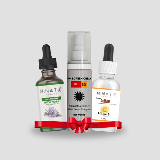 Glow & Protect Skincare Bundle – Vitamin C Serum, Rosemary Oil & Broad-Spectrum Sunscreen for Radiant, Healthy Skin